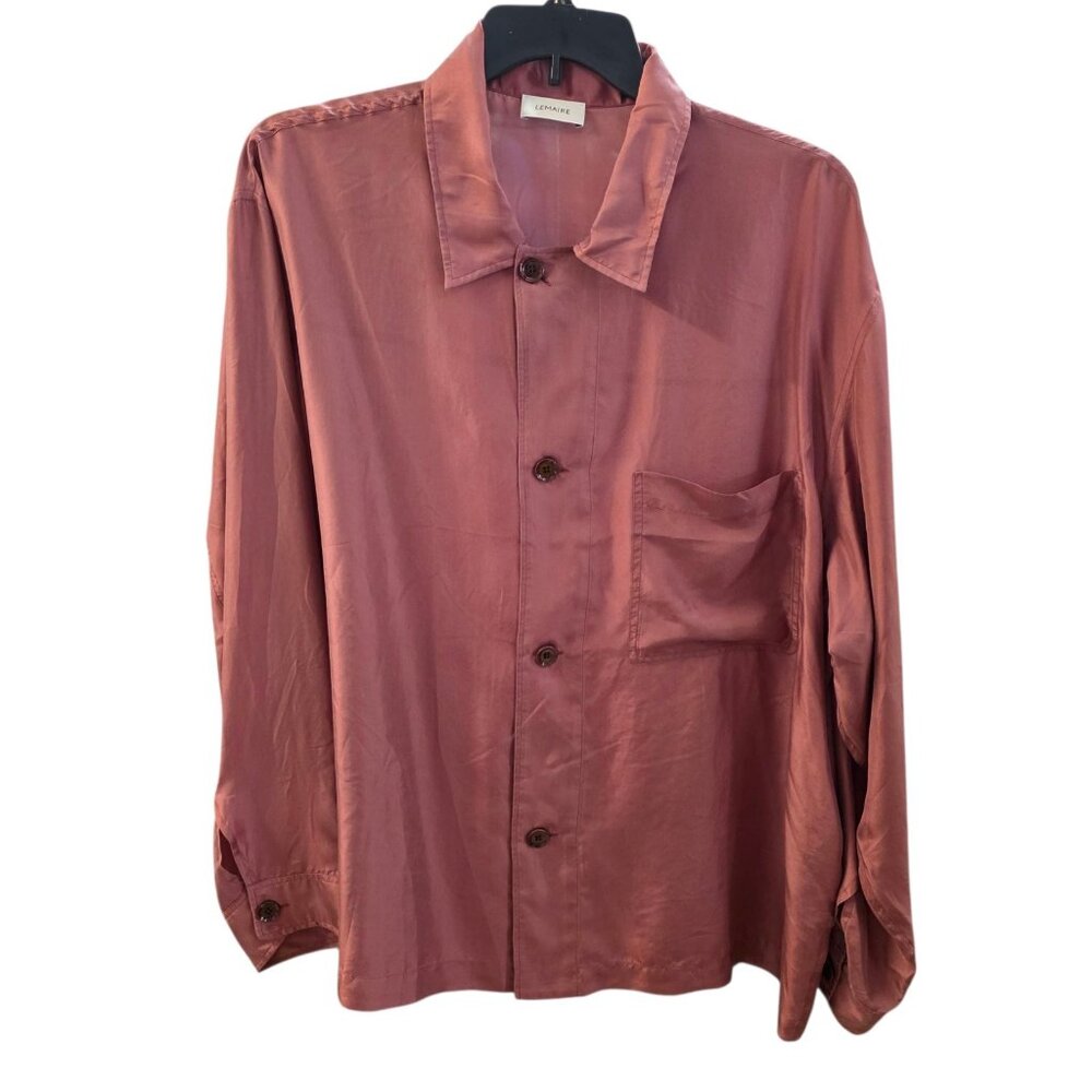 Lemaire Womens 100% Silk Bluch Pajama Shirt Size XL
